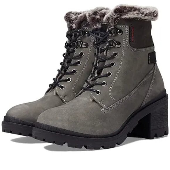 NEW ERIC MICHAEL Suede Waterproof Phyllis Heel Booties Dark Grey for women 364mn - Picture 3 of 8